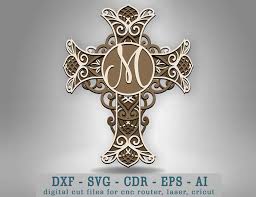 Download Cr 05 3d Layered Cross Monogram Svg For Cricut Glowforge Files Laser Cut Files Craftmegood