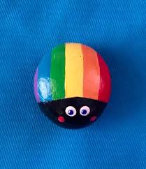 Rainbow Ladybug Painted Rock Garden Stone Home Decor Lgbtq Etsy Painted Rocks Kids Rock Painting Patterns Rock Painting Designs