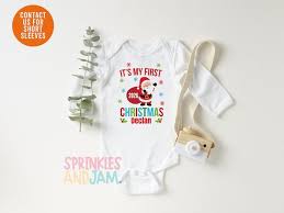 First Christmas Shirt Onesie For Baby Boy Or Girl Sprinkles And Jam