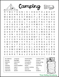 Crossword puzzles can be fun, challenging and educational. Difficult Camping Word Search Tree Valley Academy