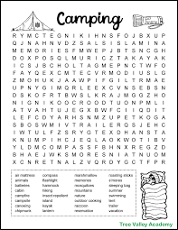Even difficult lessons can be slowly accepted by students by playing. Difficult Camping Word Search Tree Valley Academy