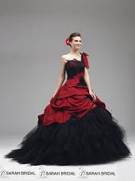 Custom Gothic Red Black Wedding Dresses Plus Size One Shoulder Bridal Ball Gowns Bridal Ball Gown Dark Red Bridesmaid Dresses Bridal Gowns Online