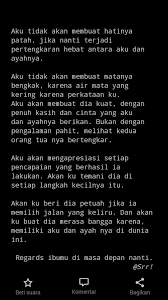 Apa yang harus kulakukan, apa mama harus kuberitahu bahwa mba lisa sudah tahu hubungan kami. Sebuah Pengingat Lanjutan Kata Kata Ayah Peringatan