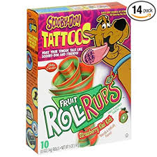 I saw these spooky fruit roll ups and couldn't resist! Amazon Com Fruit Roll Ups Fruit Flavored Snacks Strawberry Kiwi Kick 10 Count Rolls Pack Of 14 Gummy Candy Grocery Gourmet Food