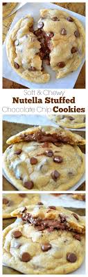 Soft Chewy Nutella Stuffed Chocolate Chip Cookies Good Morning Cali Nutella Recipes Desserts Delicious Desserts