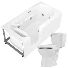 The kohler archer bathtub requires a special overflow drain kit. Universal Tubs Step In 59 6 In Walk In Whirlpool Bathtub In White With 1 28 Gpf Single Flush Toilet Hdsi3060lwh 63 The Home Depot