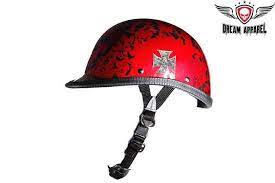 Shiny Burgundy Jockey Style Novelty Motorcycle Helmet W Boneyard Graphic Novelty Motorcycle Helmets Novelty Helmets Helmet