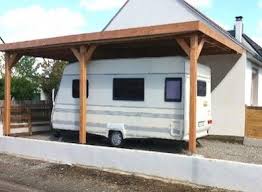 Carport Caravane Bois Adosse Auvent Toit Plat Petite Surface Abri Camping Car Camping Car Bois Douglas