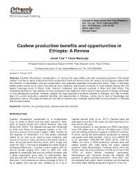 Pdf Cashew Production Benefits And Opportunities In Ethiopia A Review