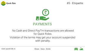 This Ride Etiquette Educates To Use In App Payment Options And To Go Cashless For A Hassle Free Ridesharing Experience On Quickridein Carpool Rideshare App