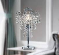 Modern Table Lamp Chrome Metal and Clear Crystal Bedside Table Lamp End  Table Lamp Nightstand Lamp for Bedroom Living Room Office Desk H20.4'' ...