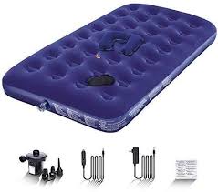 Twin Air Mattress For Camping With Electric Pump Portable Air Bed Inflatable Mattress Blow Up Mattress Free Air Pillow Eye Mask Earplugs Repair Patches I Twin Air Mattress Air