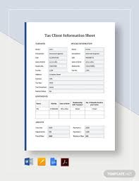 Instantly Download Tax Client Information Sheet Template Sample Example In Microsoft Word Doc Google Docs Apple P Card Template Card Templates Templates