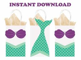 Mermaid Birthday Party Goodie Bags Printable Mermaid Party Favor Bags Mermaid Birthday Party Ideas Mermaid Party Decorations Mermaid Par Festa Da Sereia Decoracao Fundo Do Mar Decoracao Festa