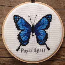 The pattern on this scarf depicts a kaleidoscope of swallowtail butterflies, starting with a single butterfly and adding in more butterflies as you knit. Ulysses Butterfly Cross Stitch Pdf Pattern Etsy Cross Stitch Patterns Butterfly Cross Stitch Pattern Butterfly Cross Stitch