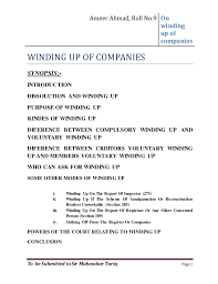The presentation of a winding up petition to the court is the first stage of the winding up (or, as it is also known, compulsory liquidation) process. Assignment Of Winding Up Of Companies