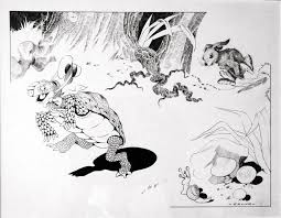 La tortue arriva la première. Le Lievre Et La Tortue Par Edmond Francois Calvo Illustration