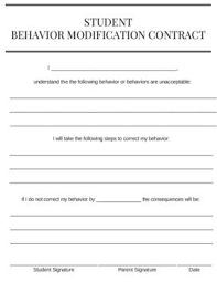 Behavior modification is defined as the alteration of behavioral patterns through the use of such learning techniques as biofeedback and positive or negative reinforcement. more simply, you can modify your child's behavior with positive consequences and negative consequences. Student Behavior Modification Contract Student Behavior Behavior Modification Behavior