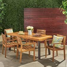 Union Rustic Ricardo Outdoor Rustic 7 Piece Teak Dining Set Reviews Wayfair In 2020 Teak Patio Furniture Backyard Furniture Patio Furniture
