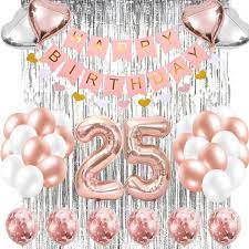 Maybe you would like to learn more about one of these? Szhuiher 25th Birthday Decorations Banner Balloon Happy Birthday Banner 25th Rose Gold Foil Balloons Number 25 Birthday Balloons 25 Years Old Birthday Decoration Supplies Buy Online In Indonesia At Desertcart Id Productid 226469807