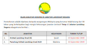 Majlis bandaraya ipoh, jabatan landskap negara dan kementerian perumahan tempatan telah membangunkan kawasan ini di bawah rancangan malaysia ke 8 sebagai pembangunan taman awam. Jawatan Kosong Di Jabatan Landskap Negara Kelayakan Diploma Ijazah Jawatan Kosong Kerajaan Swasta Terkini Malaysia 2021 2022