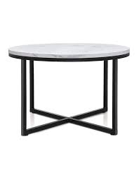 Round marble effect coffee table. Artiss Coffee Table Marble Effect Side Tables Bedside Round Black Metal 70x70cm Myer