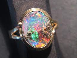 Stunning Queensland Boulder Opal And Solid Gold Ring Boulder Opal Ring Morganite Engagement Ring Rose Gold Wedding Rings Art