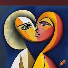 3D cubism art by Pablo Picasso depicting love