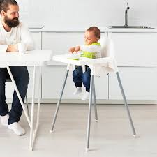 Once folded its ultra compact so it fits in small spaces and is self standing for easy storage. Antilop Highchair With Tray Silver Colour White Silver Colour Width 56 Cm Ikea