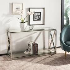 Chrome standard rectangle glass console table. Willa Arlo Interiors Hayward 51 Console Table Wayfair Ca Console Table Decorating Glass Console Table Console Table