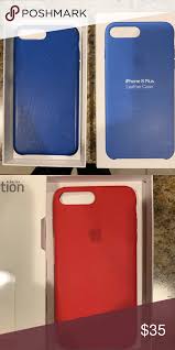 Apple Iphone 8 Plus Cases Both In Great Condition Red Silicone Case 35 Blue Leather Case 40 Accessories Phone Cases Fundas Para Iphone Fundas Ipad