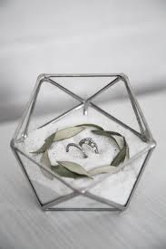 Wedding Ring Box Wedding Terrarium Silver Ring Box Glass Geometric White Sand Engagement And Wedding Rings Diamonds Olive Leaves White And Grey Weddin