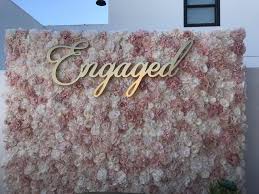 Engaged Flower Wall By Ocflowerwalls Engagement Party Decorations Engagement Party Wedding Stage Decorations