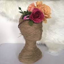 Peach Coral Magenta Rose Flower Crown Bright Mixed Headband Boho Festival Racewear Flower Girl H Flower Crown Rose Flower Crown Flower Girl Hairstyles