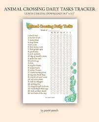 Printable Animal Crossing Series Daily Task Tracker Leaves Etsy Animal Crossing Animal Crossing Qr Animal Crossing Guide