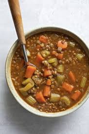 Easy Vegetable Lentil Soup Life Made Simple Recipe Stuffed Peppers Lentil Soup Recipes