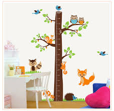 us 10 65 8 off child kids rooms diy cartoon squirrel measure height sticker height chart rule wall stickers animal tree nursery decal poster in wall