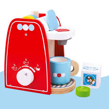 Machine à café en bois verte hape pour les enfants à partir de 3 ans. Machine Cafe Dosette Bois Jouet Dinette Enfant Bigjigs