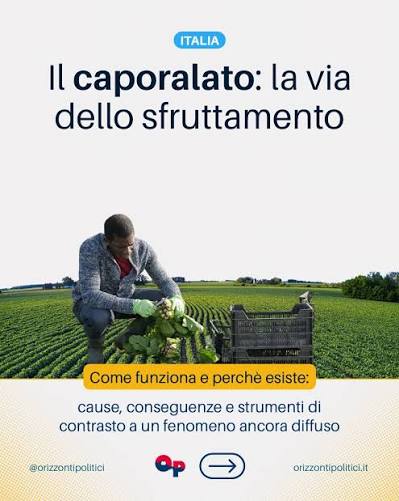 🦺 Il caporalato è una forma di sfruttamento del lavoro che continua a  interessare migliaia di persone in Italia, ben oltre il solo settore  agricolo. Alimentato dalla vulnerabilità dei lavoratori e da