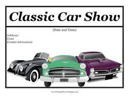 This Printable Car Show Flyer Features Classic Old Automobiles In Green Black And Purple Free To Download And Print Car Show Classic Car Show Flyer Template