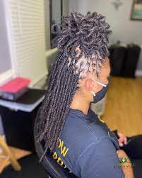 87 Likes 0 Comments Loc Lounge Atl Llc Locloungeatl On Instagram Swipe Petals Half Up Half Do Curly Hair Styles Naturally Locs Hairstyles Dreads Girl