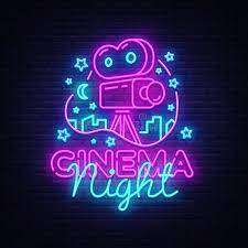 Cinema Night Neon Logo Vector Movie Night Neon Sign Design Template Modern Trend Design Night Neon Signboard Night Roya Neon Logo Neon Sign Art Neon Signs