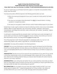 Research paper rough draft examples. English Iv Brave New World Research Paper Typed Rough