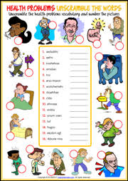 1 n impairment of normal physiological function affecting part or all of an organism synonyms: Health Problems Esl Vocabulary Worksheets