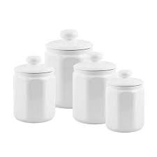 Set of 3 kitchen storage canisters tea coffee sugar jars pots containers caddy. White Ceramic Panel Canisters Set Of 4 Kirklands