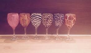 Hand Decoupaged Animal Print Wine Glasses Printed Wine Glasses Hand Decorated Wine Glasses Decorated Wine Glasses