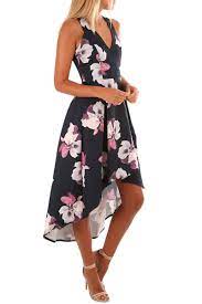 Floral Fushcia Hem High Low Midi Dress Dresses Hi Low Dresses High Low Midi Dress