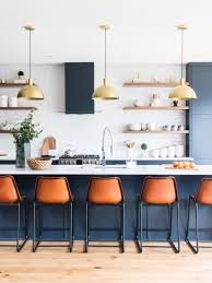 Dark Blue Cabinets Light Wood Floors Open Shelves Home Decor Kitchen Interior Design Kitchen Kitchen Interior