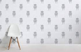 Find great nursery and kids room design ideas, sofas and seatings, wallpaper and wall mural designs, furniture layouts, tables and accents, art and accessories. Kids Little Robots Pattern Wallpaper Hovia