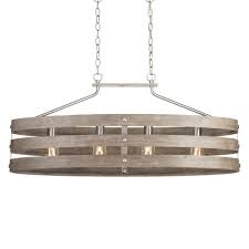 Progress Lighting Gulliver 38 5 In 4 Light Brushed Nickel Island Chandelier With Weathered Gray Wood Accents P400125 009di The Home Depot